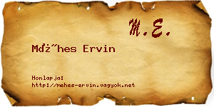 Méhes Ervin névjegykártya